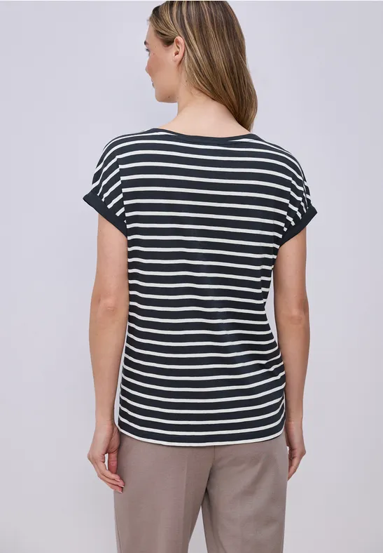 Dropped Shoulder T-Shirt mit Streifen shadowed navy