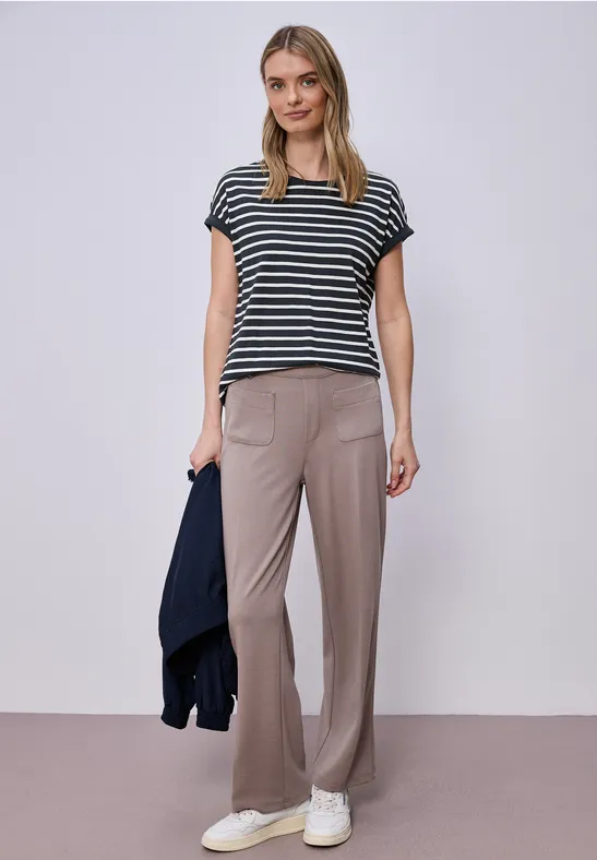 Dropped Shoulder T-Shirt mit Streifen shadowed navy