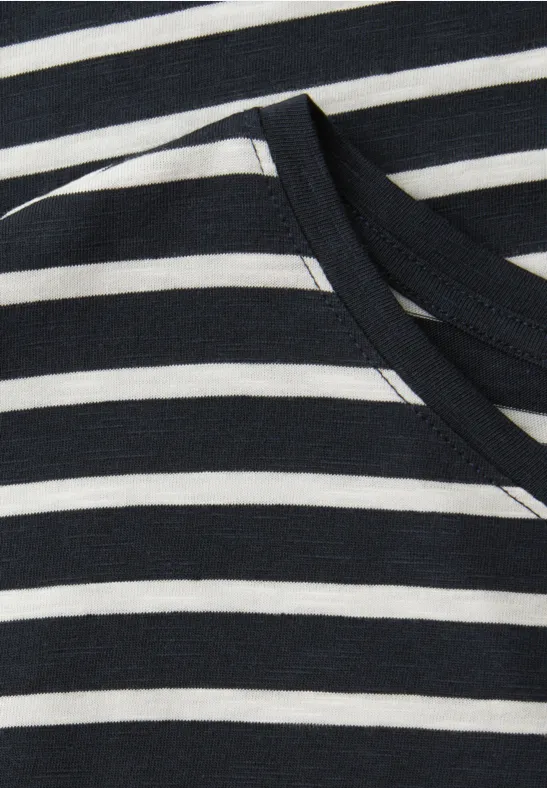 Dropped Shoulder T-Shirt mit Streifen shadowed navy