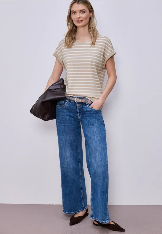 T-shirt à rayures Dropped Shoulder clay sand