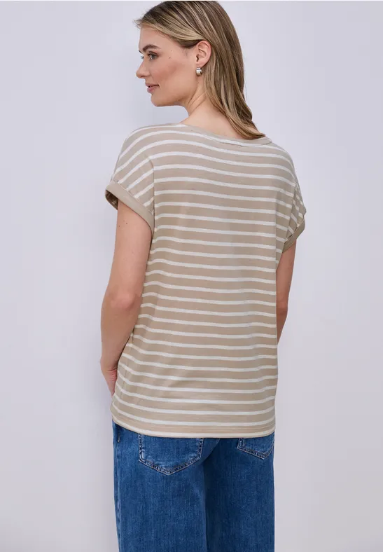 T-shirt à rayures Dropped Shoulder clay sand