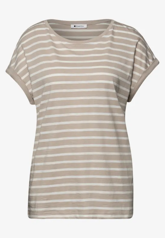 T-shirt à rayures Dropped Shoulder clay sand