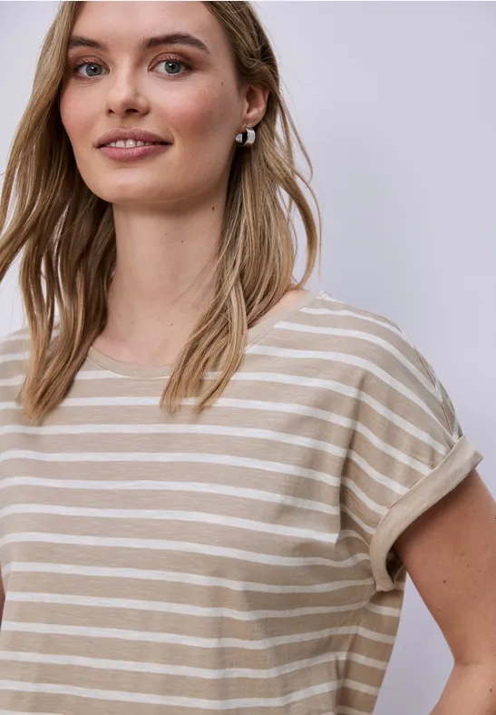 T-shirt à rayures Dropped Shoulder clay sand