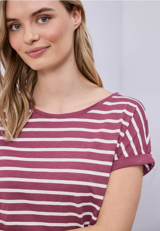 T-shirt à rayures Dropped Shoulder dark clouded blush