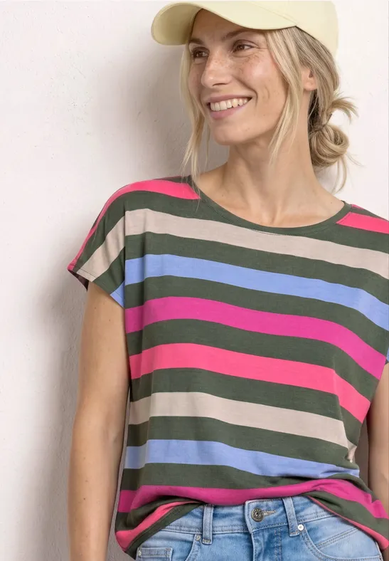 T-shirt à col rond et ourlet élastiqué bound green