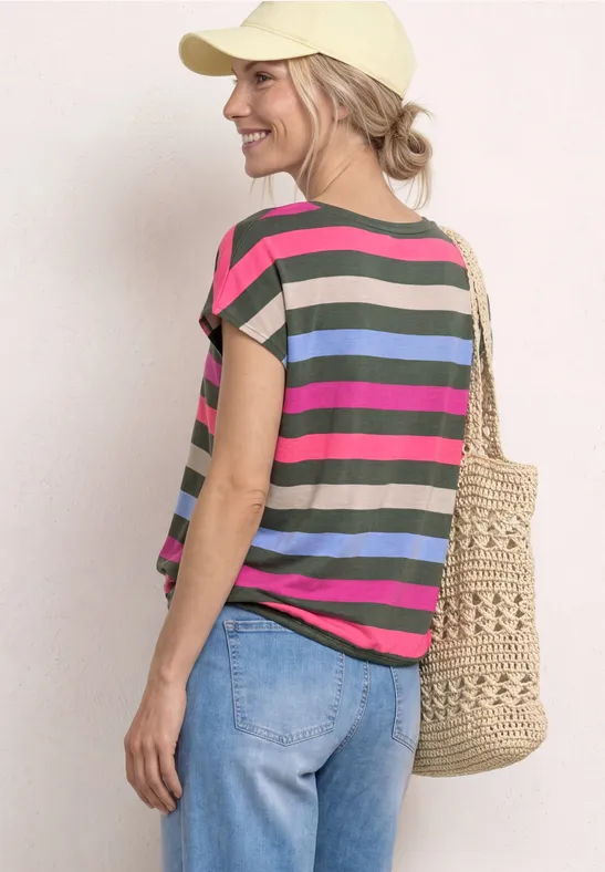 T-shirt à col rond et ourlet élastiqué bound green