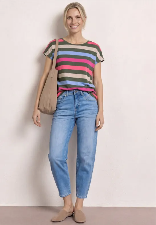 T-shirt à col rond et ourlet élastiqué bound green