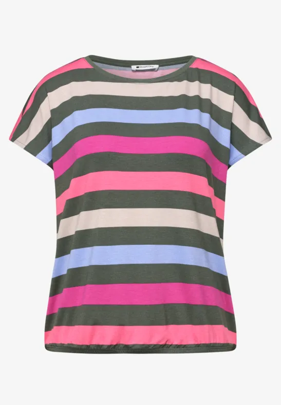 T-shirt à col rond et ourlet élastiqué bound green