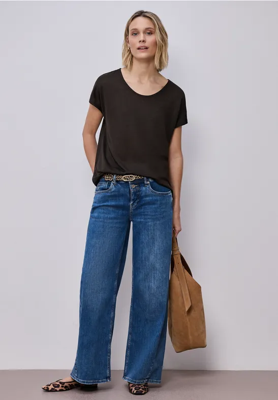 Dropped Shoulder Shirt im Leinen-Look espresso brown