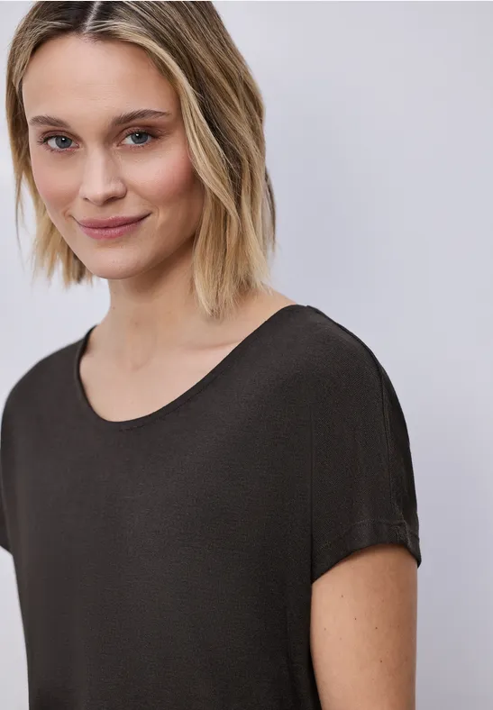 Dropped Shoulder Shirt im Leinen-Look espresso brown