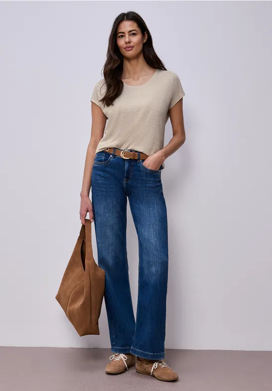 Chemise dropped shoulder look lin clay sand