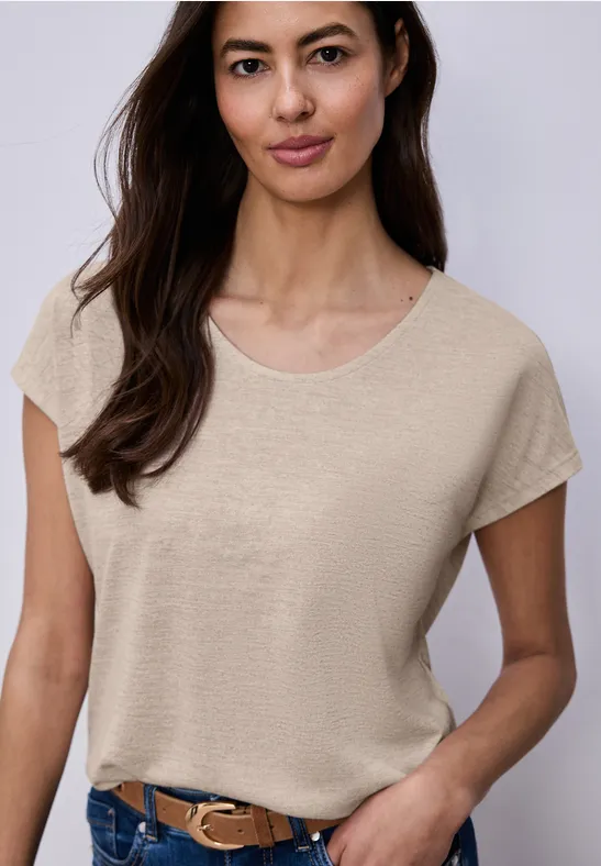 Chemise dropped shoulder look lin clay sand