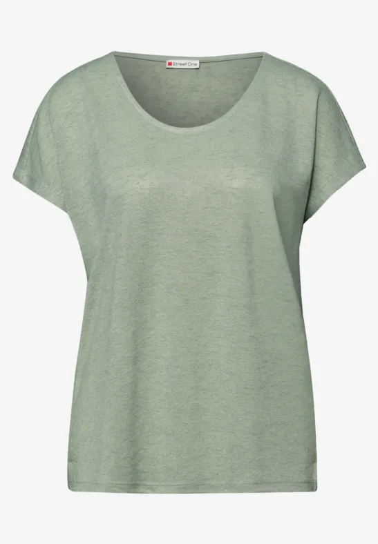 Chemise dropped shoulder look lin mint leaf