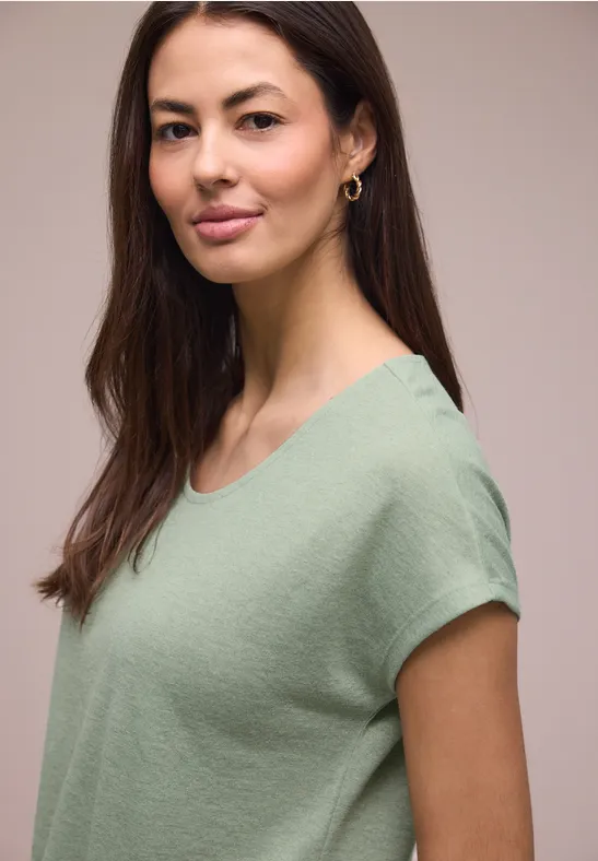 Chemise dropped shoulder look lin mint leaf