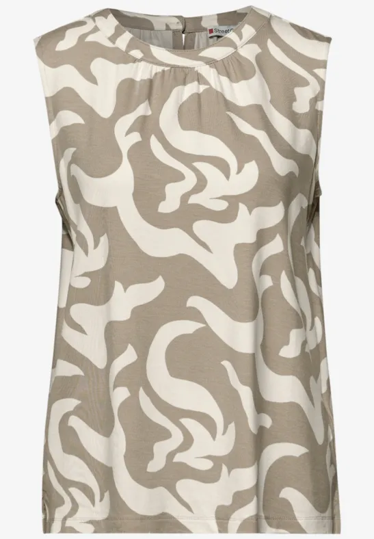 Gedessineerde top timeless beige