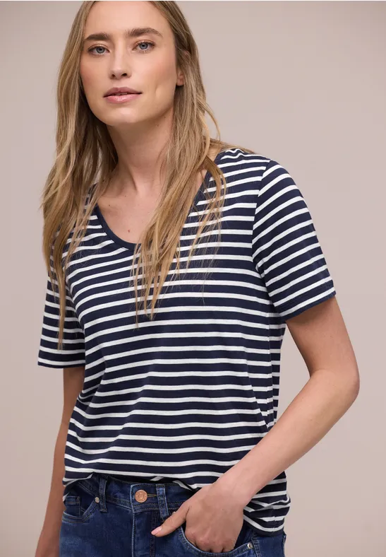 Gestreept shirt shadowed navy