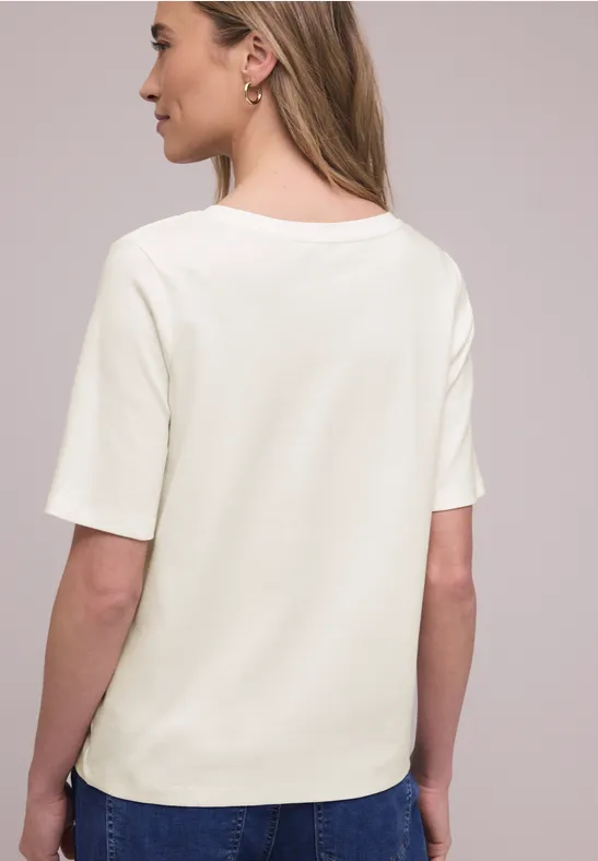 Basic T-Shirt mit V-Neck off white