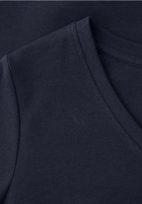 Basic T-Shirt mit V-Neck shadowed navy