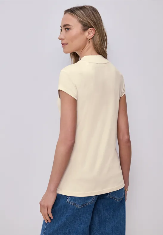Basic T-Shirt mit Turtle Neck smoke beige