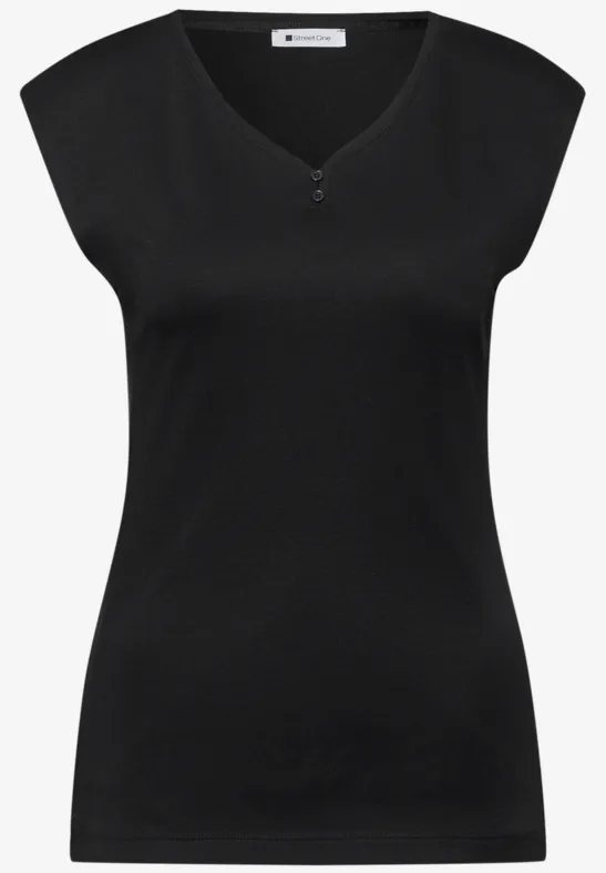 Shirt mit gerundetem V-Ausschnitt Black