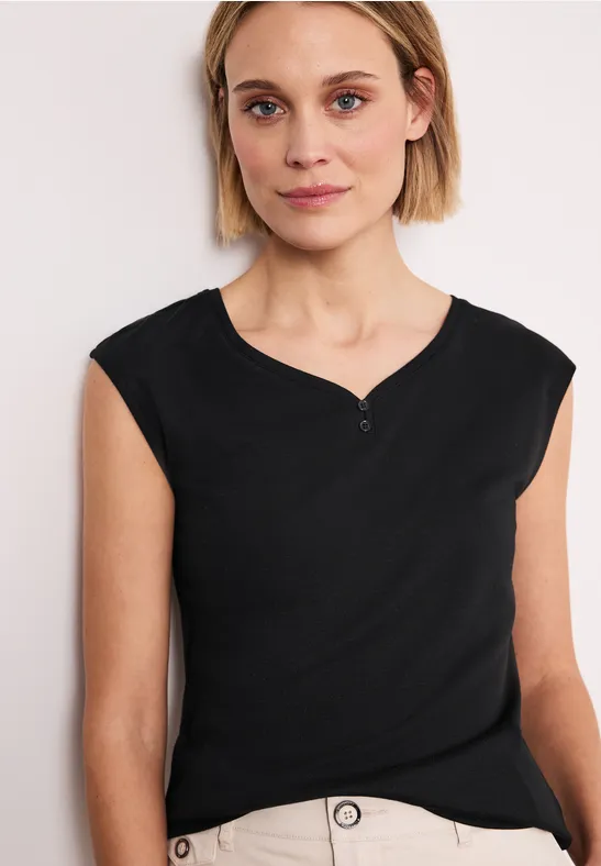 Shirt mit gerundetem V-Ausschnitt Black