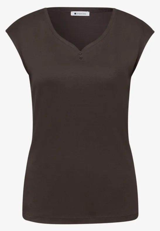 T-shirt avec détail de boutons espresso brown