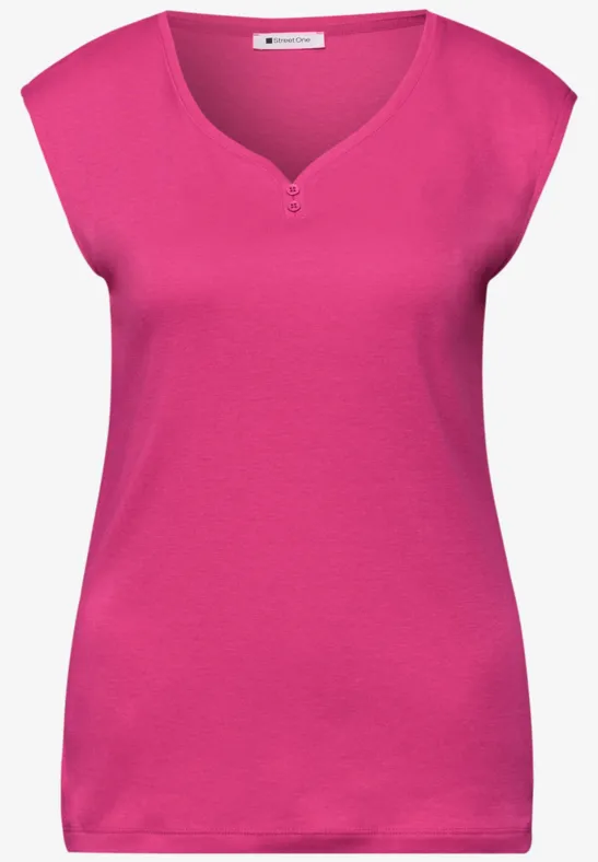 Shirt mit gerundetem V-Ausschnitt magenta dream