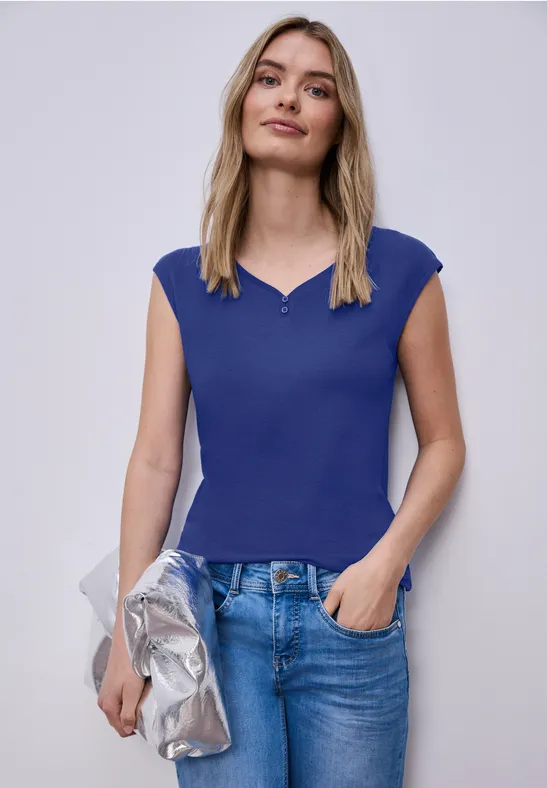 Ärmelloses Shirt mit Knopfdetail amparo blue