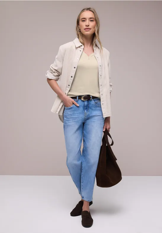 Shirt mit Knopfdetail smoke beige