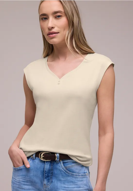 Shirt mit Knopfdetail smoke beige