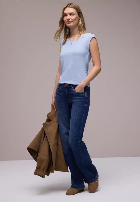 Ärmelloses Shirt mit Knopfdetail cashmere blue