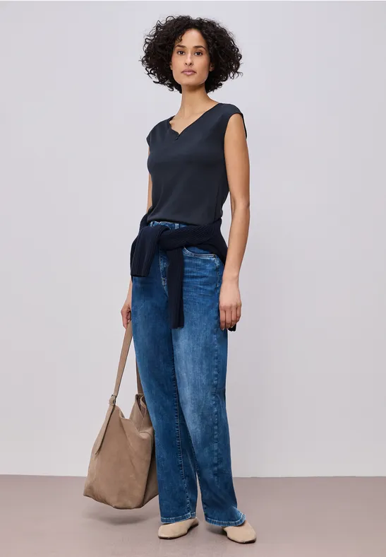 Ärmelloses Shirt mit Knopfdetail shadowed navy