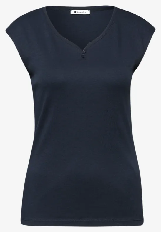 Ärmelloses Shirt mit Knopfdetail shadowed navy