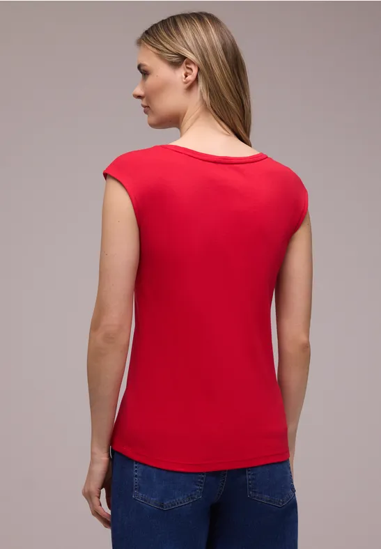 Ärmelloses Shirt mit Knopfdetail salsa red