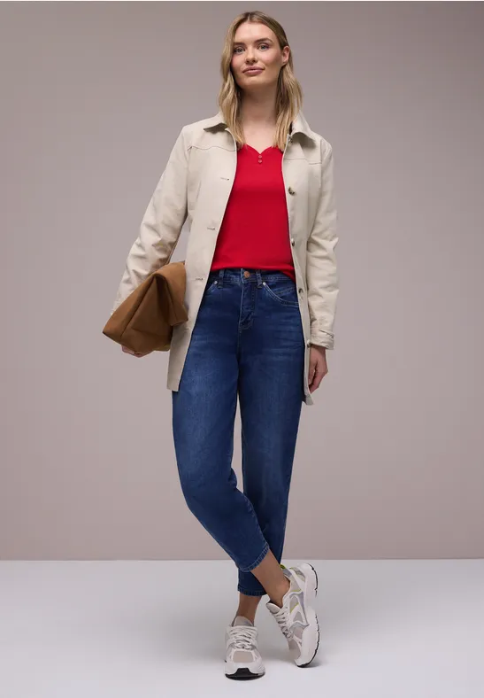 Ärmelloses Shirt mit Knopfdetail salsa red