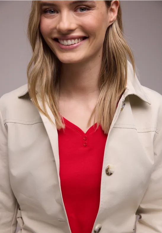 Ärmelloses Shirt mit Knopfdetail salsa red