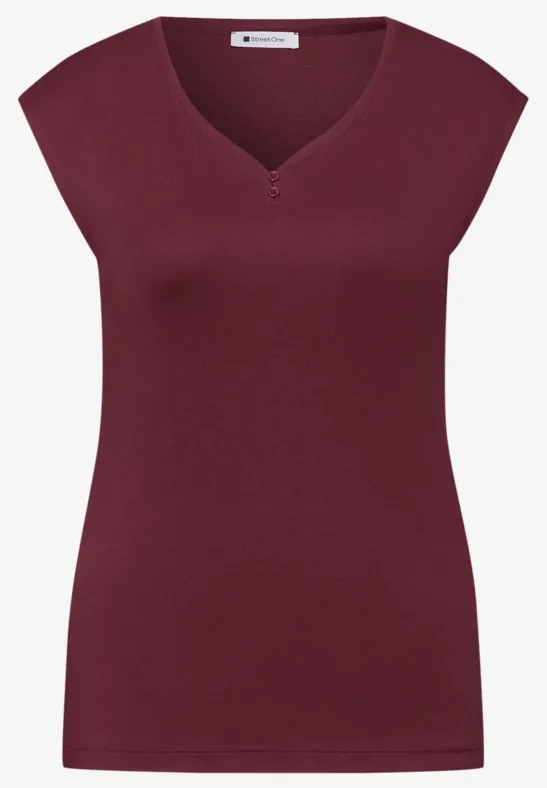 Ärmelloses Shirt mit Knopfdetail truffle red
