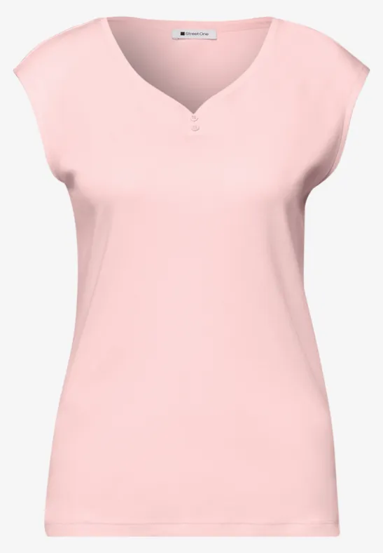 T-shirt avec détail de boutons minimal rose