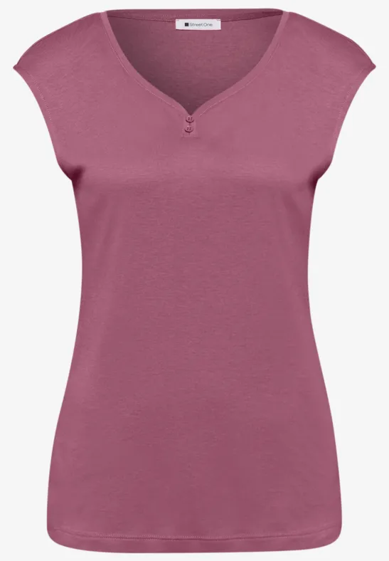Shirt mit gerundetem V-Ausschnitt dark clouded blush