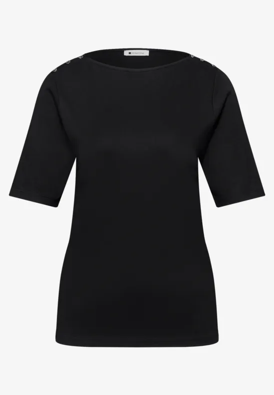 T-shirt avec détail de boutons Black