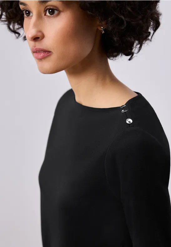 T-shirt avec détail de boutons Black