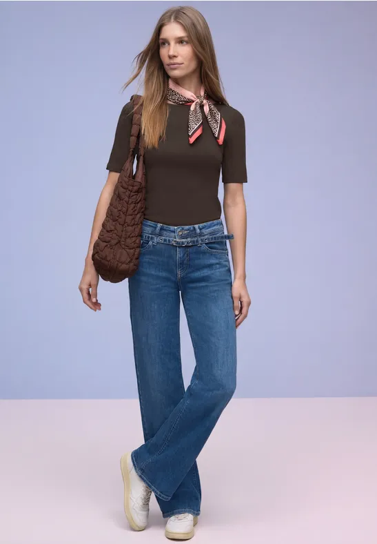 T-shirt avec détail de boutons espresso brown