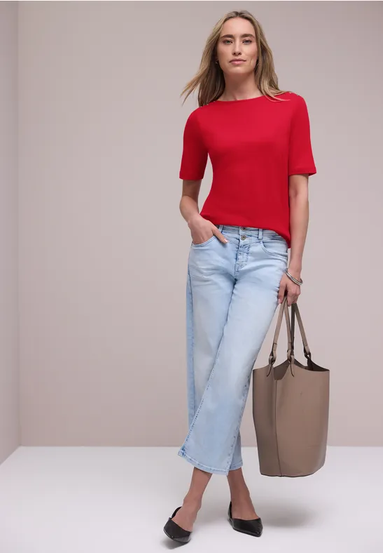 Shirt mit Knopfdetail salsa red