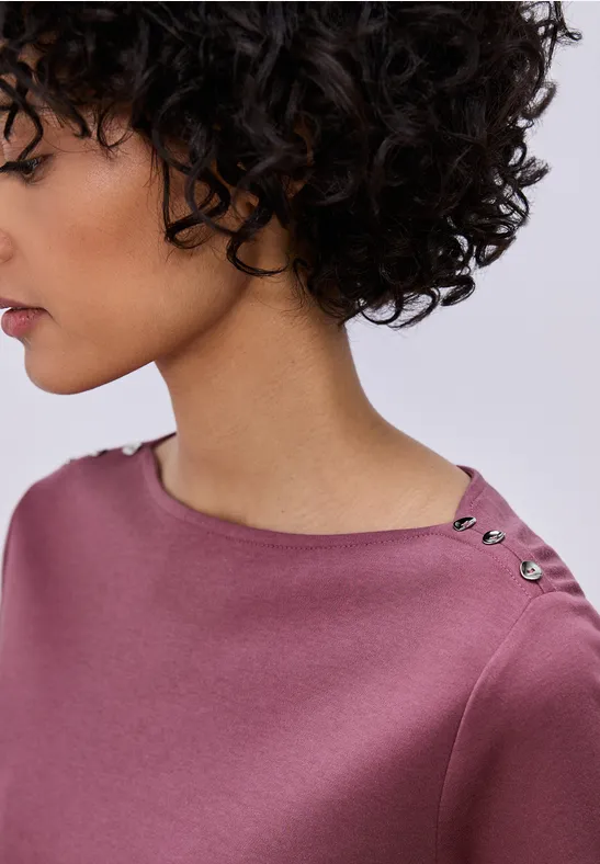 T-shirt avec détail de boutons dark clouded blush