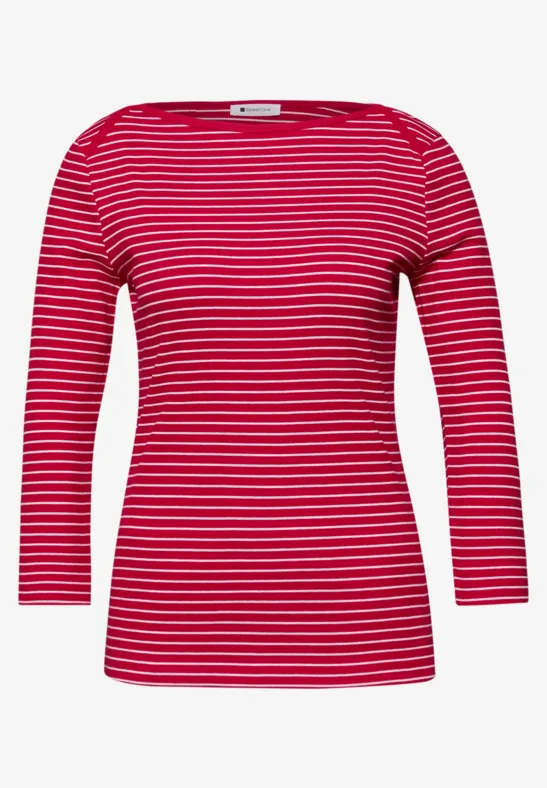 3/4-Arm Shirt mit U-Boot-Ausschnitt salsa red