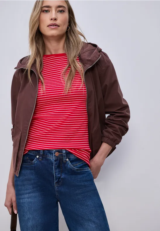 3/4-Arm Shirt mit U-Boot-Ausschnitt salsa red