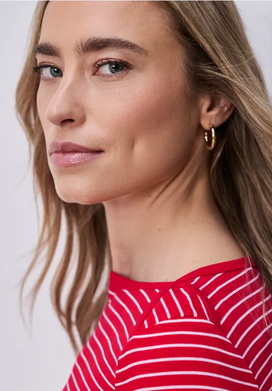 3/4-Arm Shirt mit U-Boot-Ausschnitt salsa red