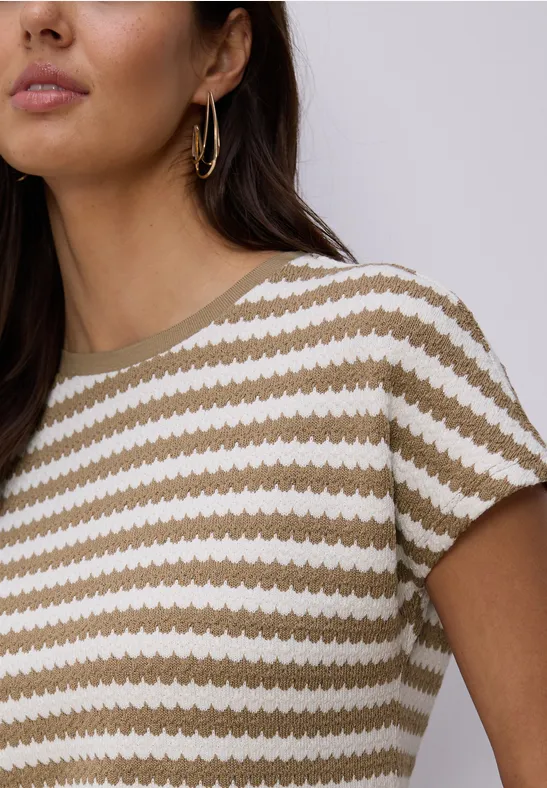 Dropped Shoulder Shirt mit Streifen smoke beige