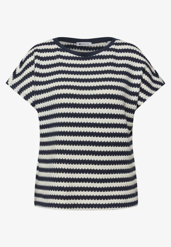 Chemise à rayures dropped shoulder shadowed navy