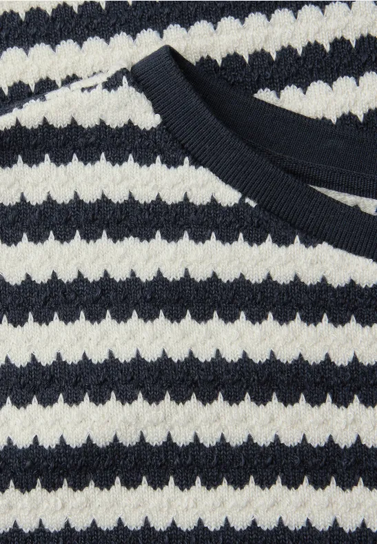 Chemise à rayures dropped shoulder shadowed navy